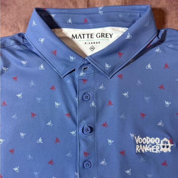 Matte Gray Polo Shirt Mens Sz XL Geometric Lightweight Stretch Golf Casual Logo - Picture 4 of 14